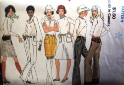 8229 VOGUE FLARE YOKE CUFF PANTS,SHORTS,A-SKIRT PATTERN 24''WST